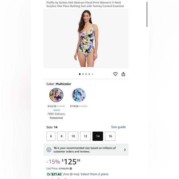 Profile By Gottex Women's Standard Holi Surplice 1 Piece Bathing Suit,Multicolor - Picture 8 of 10